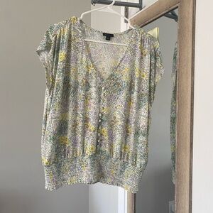 Ann Taylor Floral Top - Lavender, Mustard, Olive